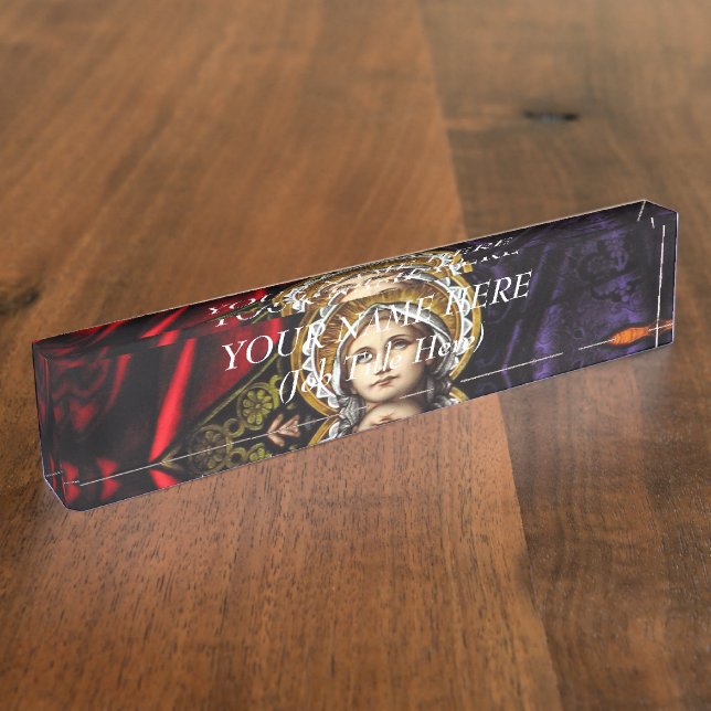 Placa De Nombre Coronación del vitral bendecido del Virgen María (Lateral)