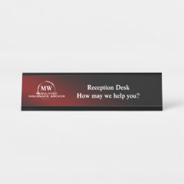 Placa De Nombre Corredor de seguros regulado, logotipo de anillo d