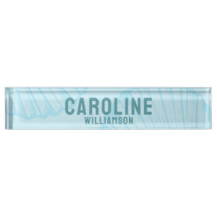 Placa De Nombre Costero Sencilla y moderna línea de mar azul marin