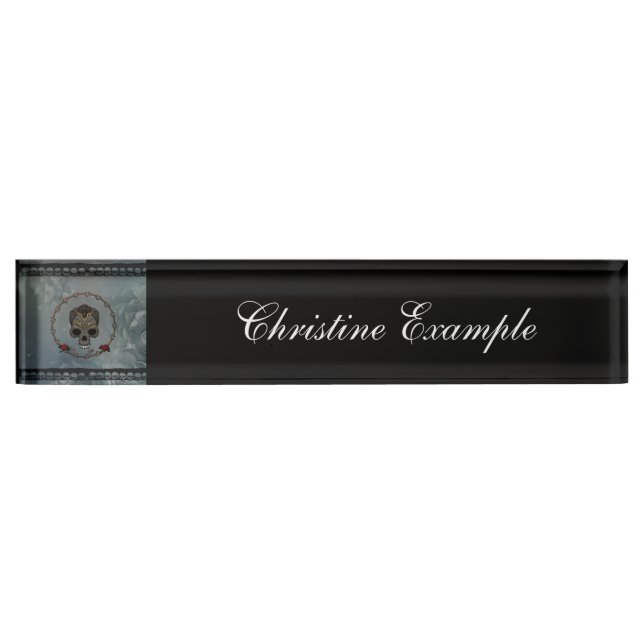 Placa De Nombre Cráneo de steampunk maravilloso (Anverso)