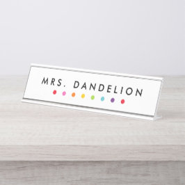 Placa De Nombre Crayones arcoiris | Profesora de guardería