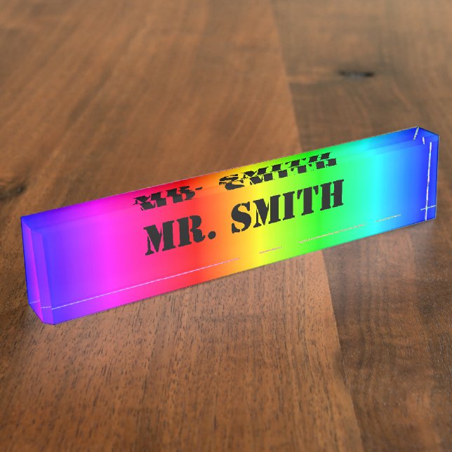 Placa De Nombre Crea tu propio gradiente de arcoíris personalizado (Lateral)