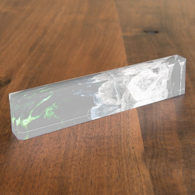 Placa De Nombre Cristales blancos en el espacio exterior negro (Lateral)