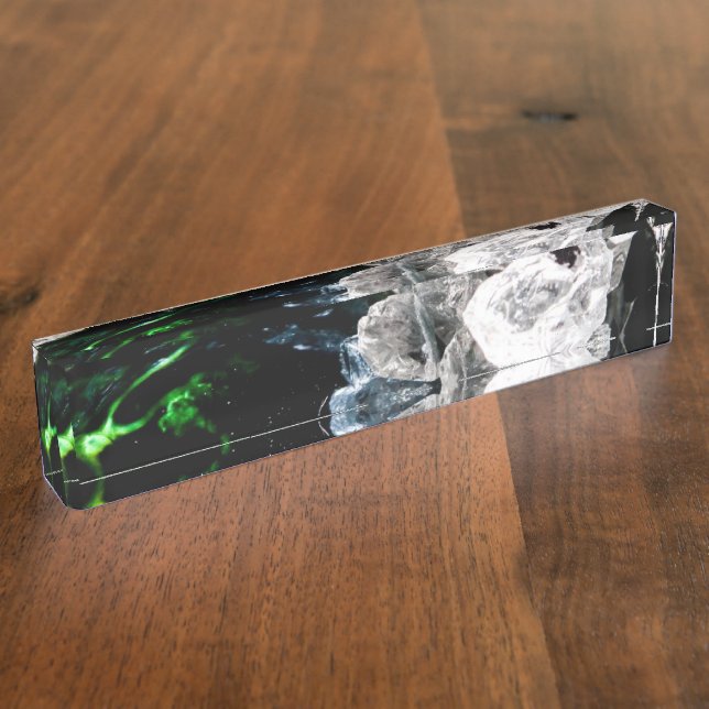 Placa De Nombre Cristales blancos en el espacio exterior negro (Lateral)