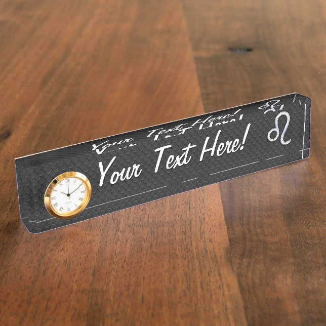 Placa De Nombre Cromado como Rótulo Leo en piel de serpiente (Lateral)