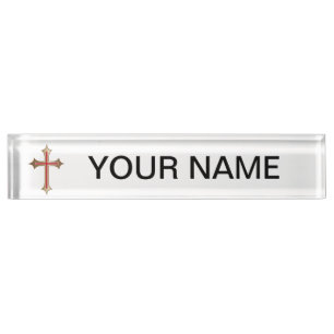 Placa De Nombre Cruz cristiana