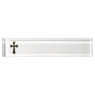 Placa De Nombre Cruz cristiana