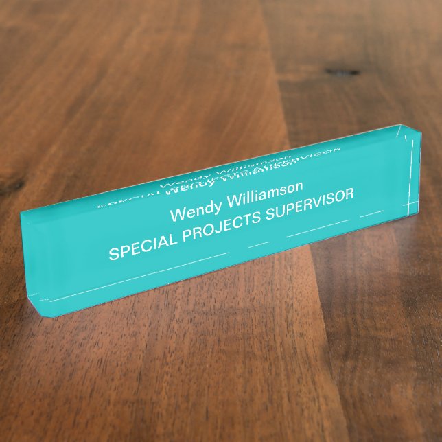 Placa De Nombre Cuaderno de oficina de Aqua Turquoise (Lateral)