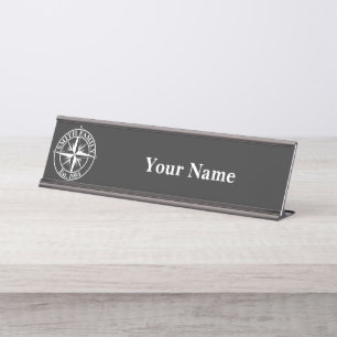 Placa De Nombre Cuartel de emblema personalizable de estrella de b