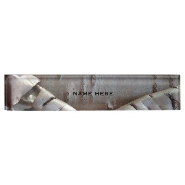 Placa De Nombre Curly Birch Bark Tree Rustic (Anverso)