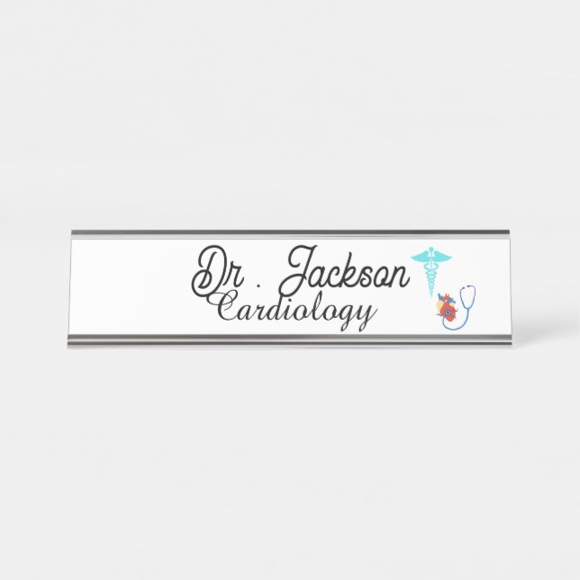 Placa De Nombre Custom Desk Name Plate for cardiologist  (Anverso)