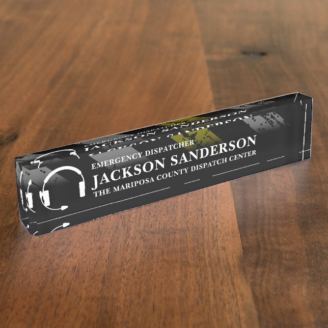 Placa De Nombre Custom Dispatcher Emergency Services Employee Logo (Lateral)