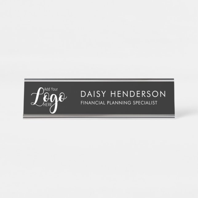 Placa De Nombre Custom Executive Desk Name Plate with Logo – (Anverso)