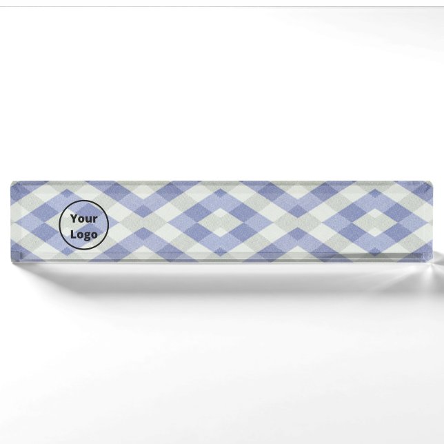 Placa De Nombre Custom logo blue and white geometric print (Anverso)