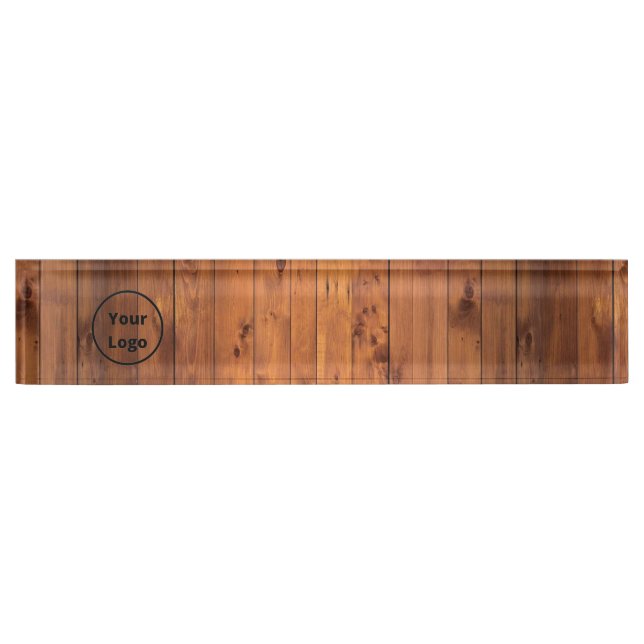 Placa De Nombre Custom logo brown wood (Anverso)