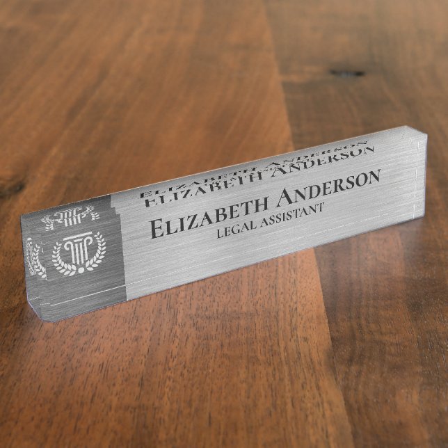 Placa De Nombre Custom Logo Professional Executive Silver (Lateral)