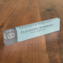 Placa De Nombre Custom Logo Professional Executive Teal Grey