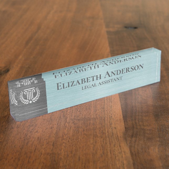 Placa De Nombre Custom Logo Professional Executive Teal Grey (Lateral)