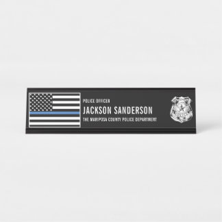 Placa De Nombre Custom Police Officer Department Thin Blue Line