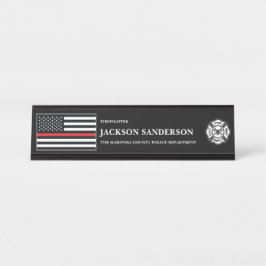 Placa De Nombre Customizable Firefighter Fire Department Logo
