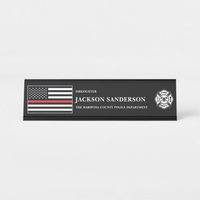 Placa De Nombre Customizable Firefighter Fire Department Logo (Anverso)