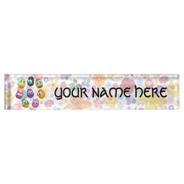 Placa De Nombre Cute and Funny Easter Eggs Cartoon (Anverso)