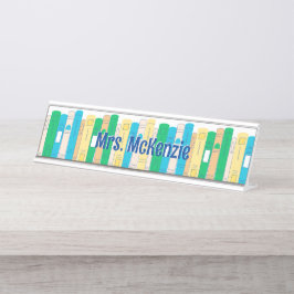 Placa De Nombre Cute Books profesora de inglés