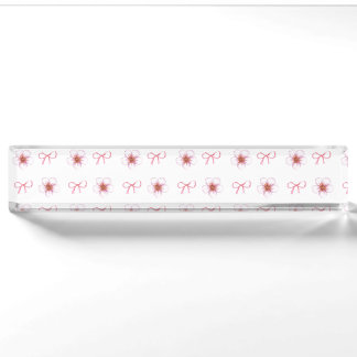 Placa De Nombre Cute Cherry Blossom Ribbon Design