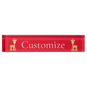 Placa De Nombre Cute Giraffe Munching Thunder_Cove