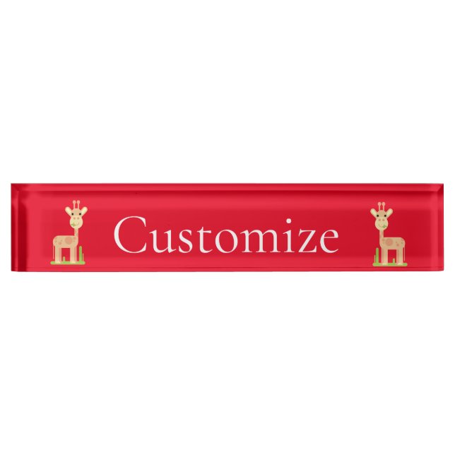 Placa De Nombre Cute Giraffe Munching Thunder_Cove (Anverso)