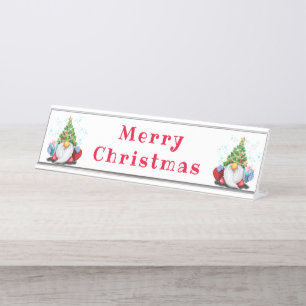 Placa De Nombre Cute Gnome Navidades Escritorio Nombre Placa