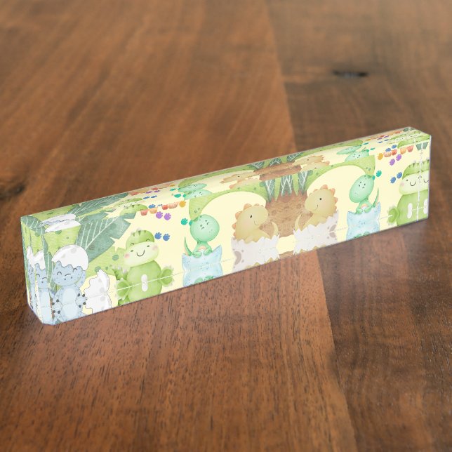 Placa De Nombre Cute Little Dino (Lateral)