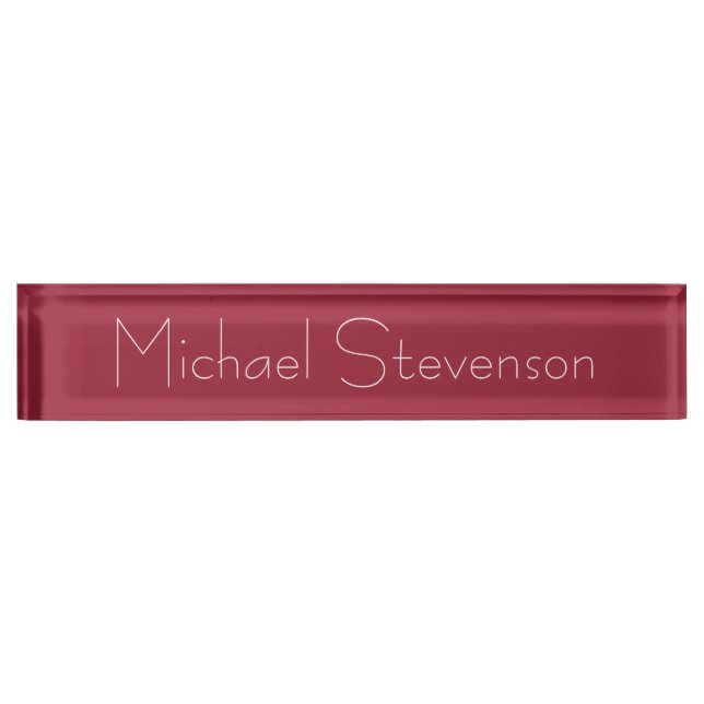 Placa De Nombre Cute Personalizar Textos Moderno Red Business Name (Anverso)