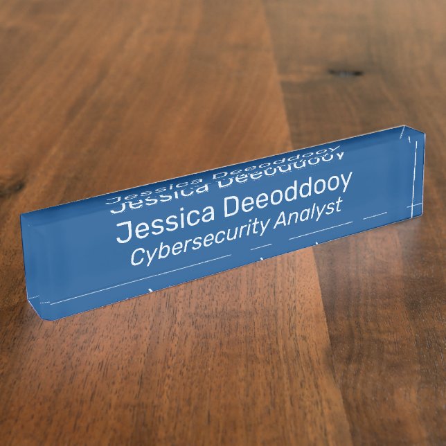 Placa De Nombre Cybersecurity Analyst Blue Acrylic (Lateral)