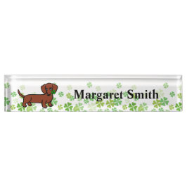 Placa De Nombre Dachshund liso rojo 2