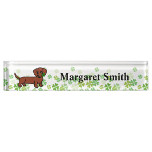 Placa De Nombre Dachshund liso rojo 2