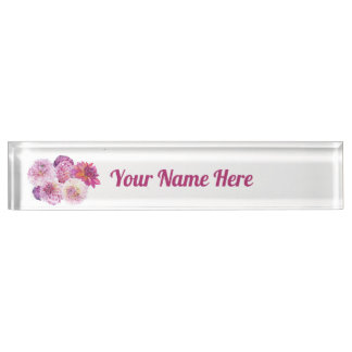 Placa De Nombre Dahlias Deslumbrantes Personalizados 
