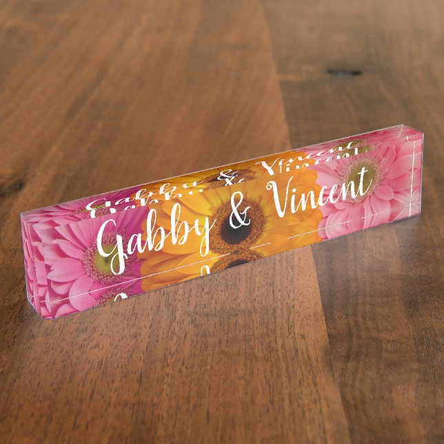 Placa De Nombre Daisy Trio Boda Floral (Lateral)