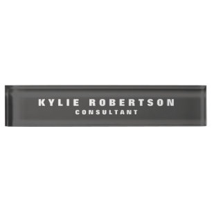 Placa De Nombre Dark Gray Legible Profesional Trendy Moderno