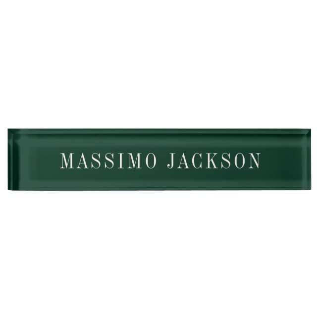 Placa De Nombre Dark Green Minimalist Plain Modern  (Anverso)