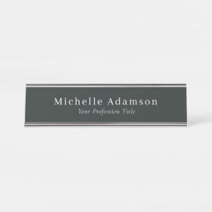 Placa De Nombre Dark Jungle Green Professional Plain Moderno