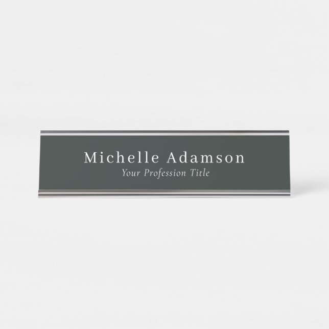 Placa De Nombre Dark Jungle Green Professional Plain Moderno (Anverso)