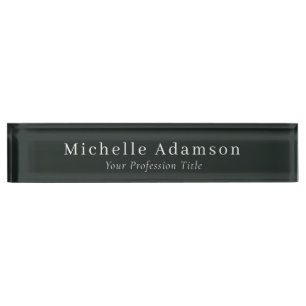 Placa De Nombre Dark Jungle Green Professional Plain Moderno