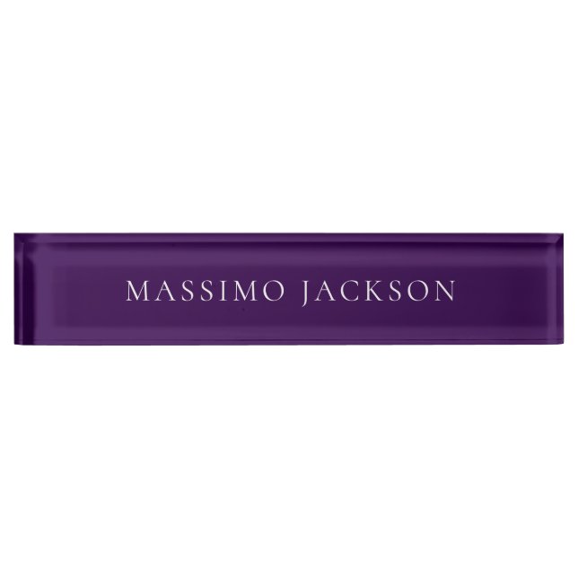 Placa De Nombre Dark Purple Minimalist Plain Modern  (Anverso)