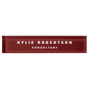 Placa De Nombre Dark Red Profesional Trendy Modern