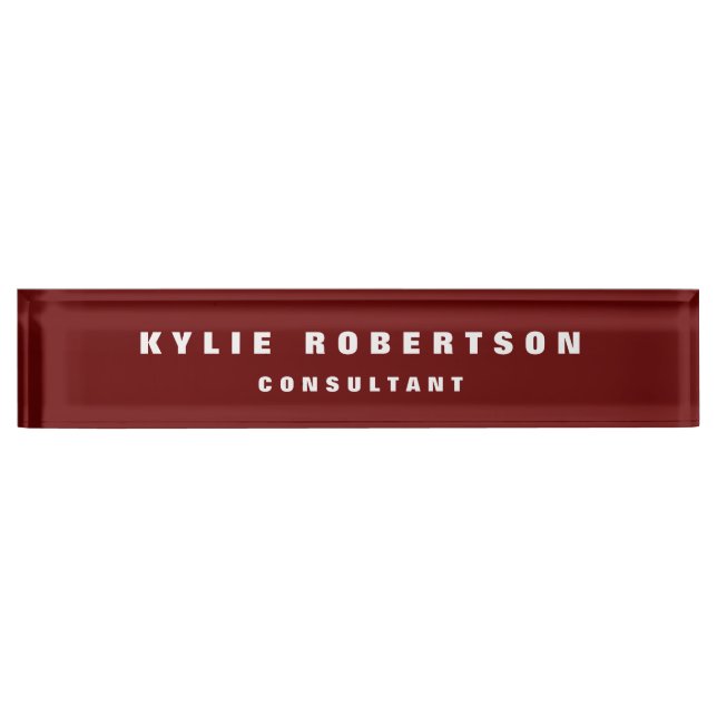 Placa De Nombre Dark Red Profesional Trendy Modern (Anverso)