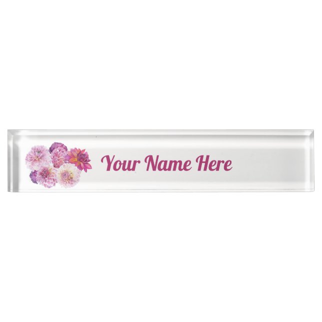 Placa De Nombre Dazzling Dahlias Personalized  (Anverso)