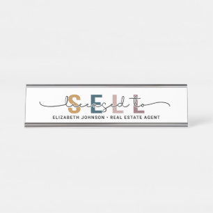Placa de nombre de agente inmobiliario con licenci