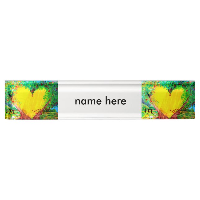 placa de nombre de corazones amarillos (Anverso)