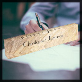 Placa de nombre de escritorio acrílico, piedra mar